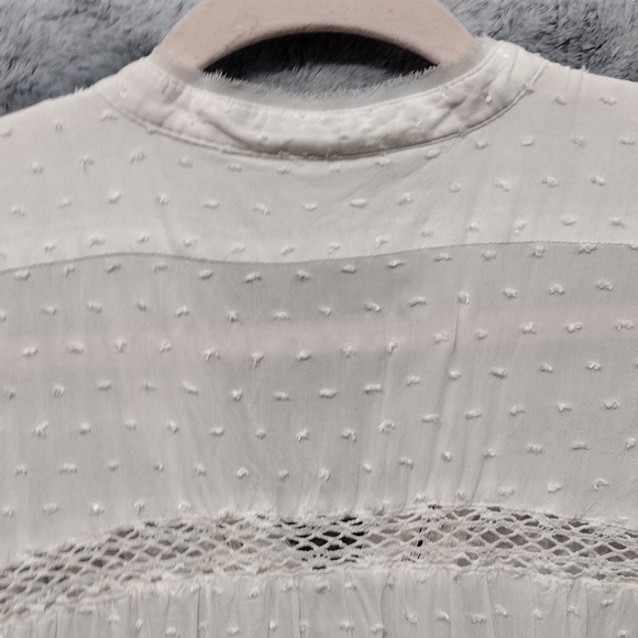 Free People Every Day Girl Shirt Women's XS White Lace Swiss Dot 90s Y2K - Picture 7 of 11